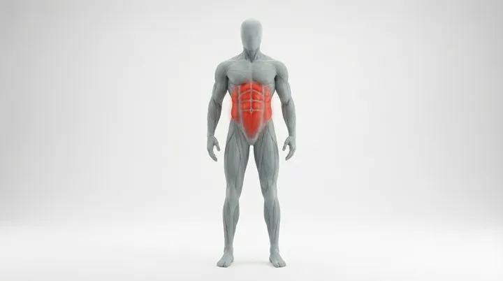 Bauch-Stretch Variante 3: Ausführung der Übung, Bauch als Zielmuskel, Eigengewicht.