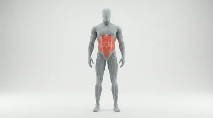 Bauch-Stretch Variante 2: Ausführung der Übung, Bauch als Zielmuskel, Eigengewicht.