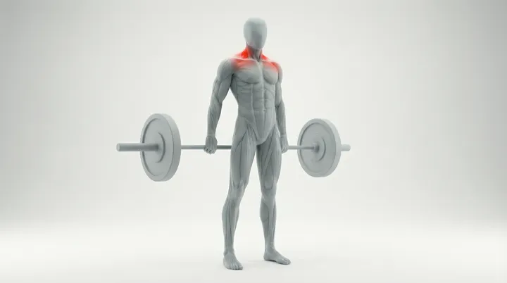 Barbell Behind The Back 30 Degree Shrug: the movement, targeting the Upper back, using Barbell.