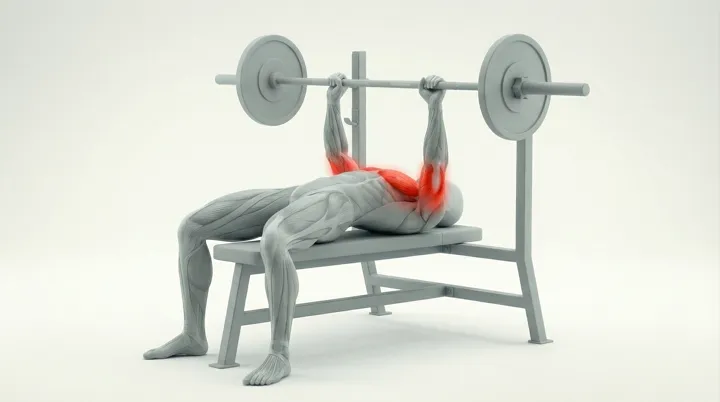 Barbell Close Grip Bench Press: the movement, targeting the Triceps, using Barbell.
