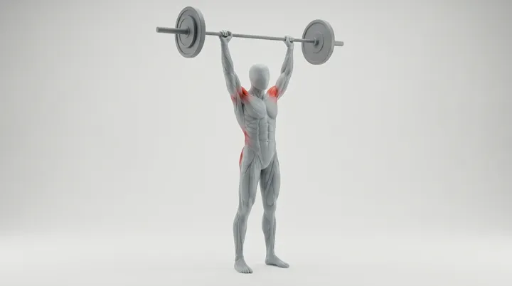 Power Snatch (Langhantel): Ausführung der Übung, Bauch als Zielmuskel, Langhantel.