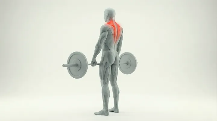 Barbell Shrug: the movement, targeting the Upper back, using Barbell.