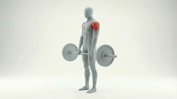 Barbell Upright Row: the movement, targeting the Side delts, using Barbell.