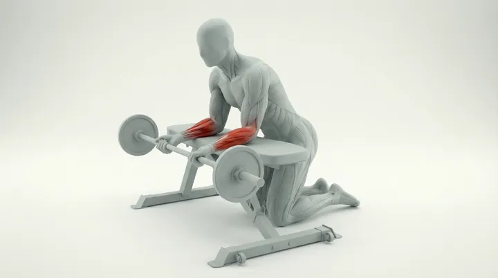 Barbell Wrist Curl: the movement, targeting the Forearms, using Barbell.
