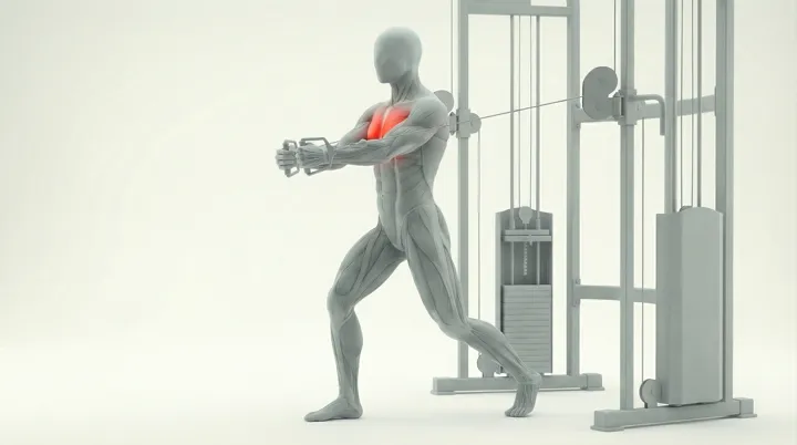 Cable Pec Fly: the movement, targeting the Mid chest, using Cable.