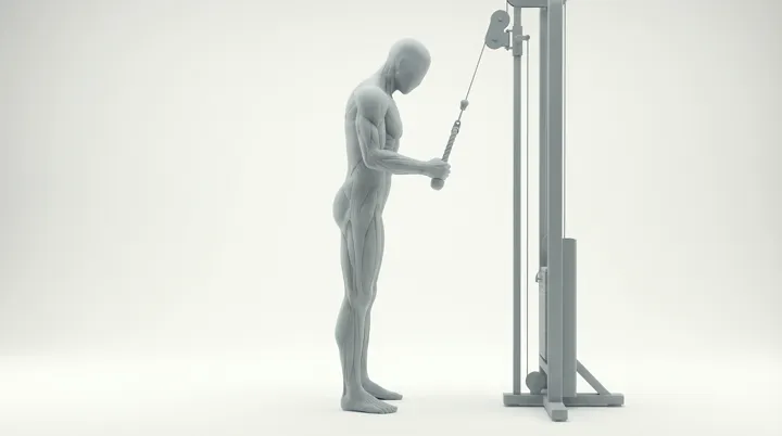 Cable Single Arm Rope Pushdown: the movement, targeting the Triceps, using Cable.