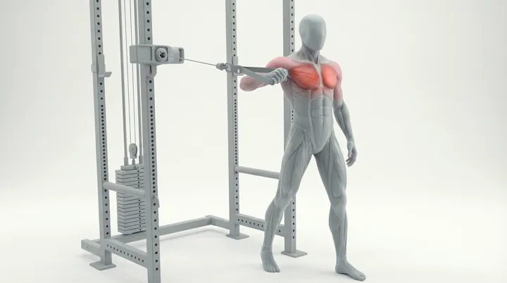 Cable Standing Single Arm Chest Press: the movement, targeting the Mid chest, using Cable.
