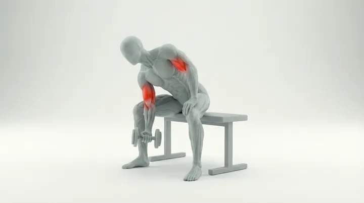 Dumbbell Concentration Curl: the movement, targeting the Biceps, using Dumbbell.