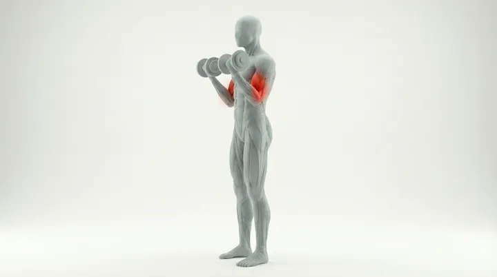 Dumbbell Curl: the movement, targeting the Biceps, using Dumbbell.