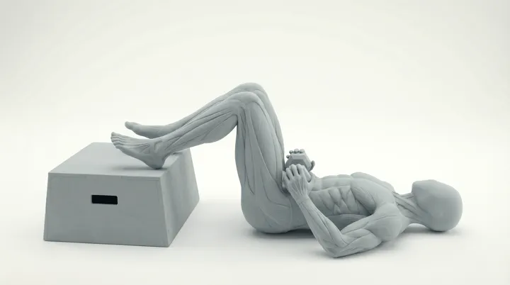 Dumbbell Feet Elevated Glute Bridge: the movement, targeting the Glutes, using Dumbbell.