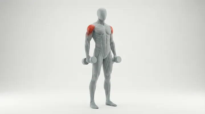 Dumbbell Front Raise: the movement, targeting the Front delts, using Dumbbell.