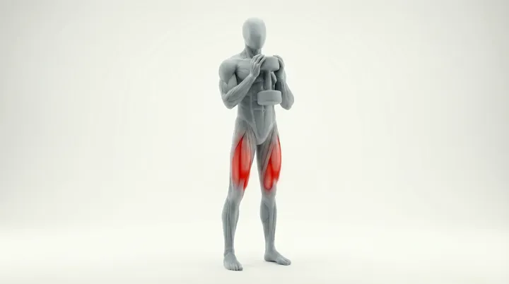 Dumbbell Goblet Squat: the movement, targeting the Glutes, using Dumbbell.