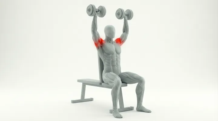 Dumbbell Seated Overhead Press: the movement, targeting the Front delts, using Dumbbell.