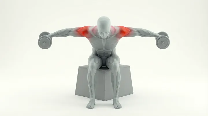 Dumbbell Seated Rear Delt Fly: the movement, targeting the Rear delts, using Dumbbell.