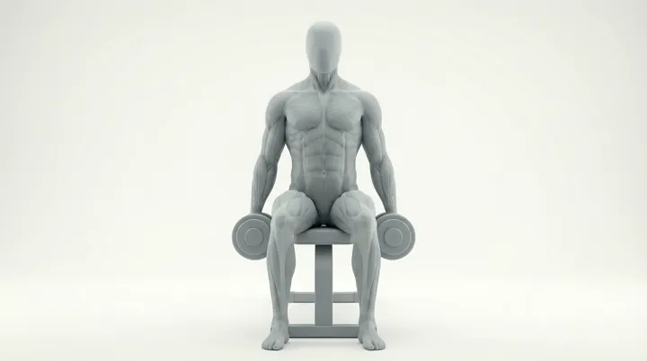 Dumbbell Seated Shrug: the movement, targeting the Upper back, using Dumbbell.