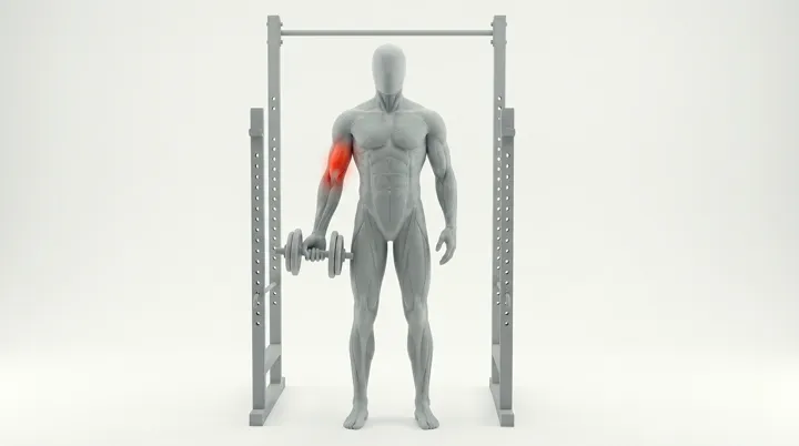 Dumbbell Standing Single Arm Curl: the movement, targeting the Biceps, using Dumbbell.