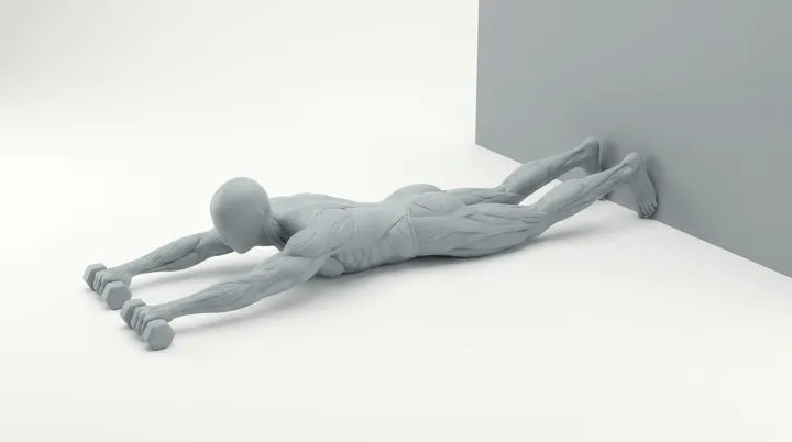 Dumbbell Superman: the movement, targeting the Abs, using Dumbbell.