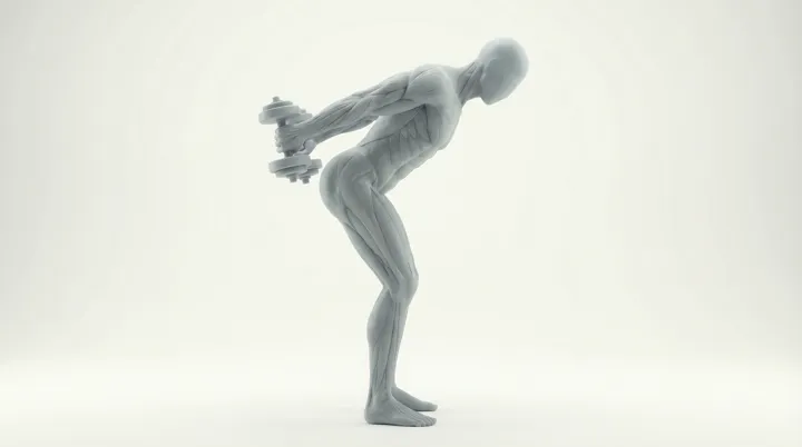 Dumbbell Tricep Kickback: the movement, targeting the Triceps, using Dumbbell.