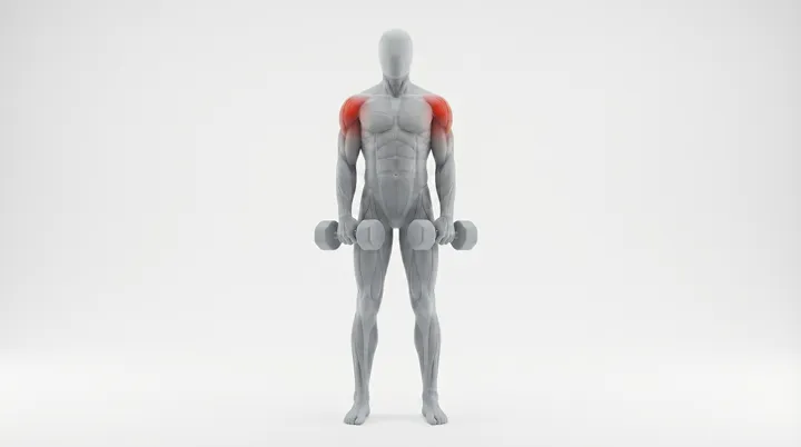 Dumbbell Upright Row: the movement, targeting the Side delts, using Dumbbell.