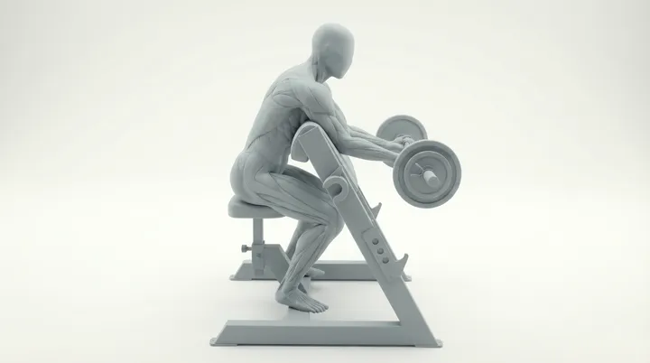 EZ Bar Preacher Curl: the movement, targeting the Biceps, using Barbell.