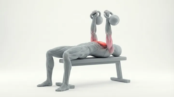 Kettlebell Bench Press: the movement, targeting the Mid chest, using Kettlebell.