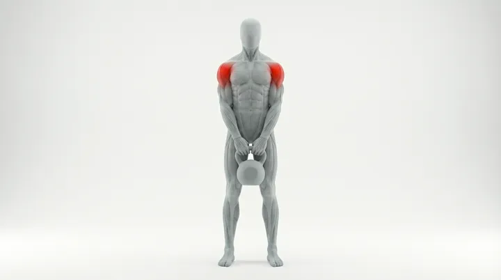 Kettlebell Front Raise: the movement, targeting the Front delts, using Kettlebell.