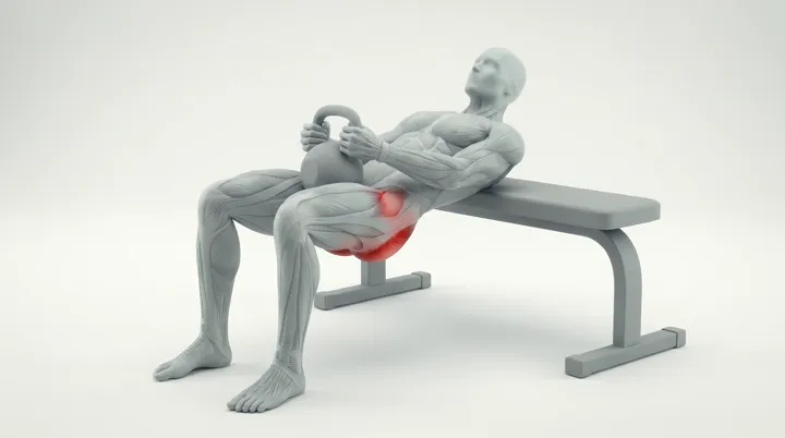 Kettlebell Hip Thrust: the movement, targeting the Glutes, using Kettlebell.