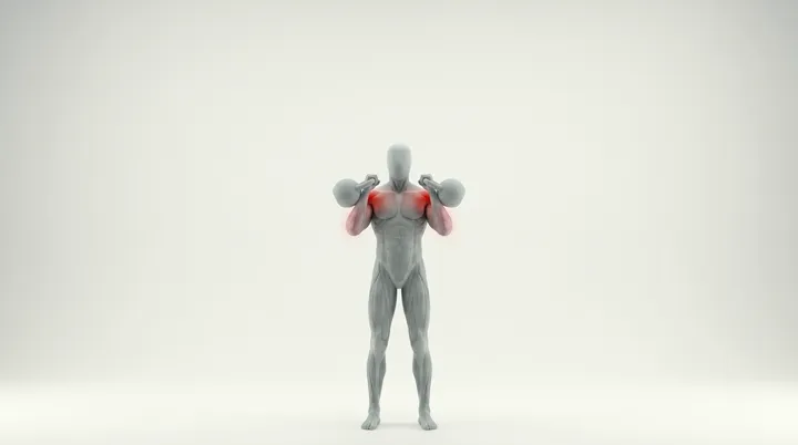 Kettlebell Push Press: the movement, targeting the Front delts, using Kettlebell.