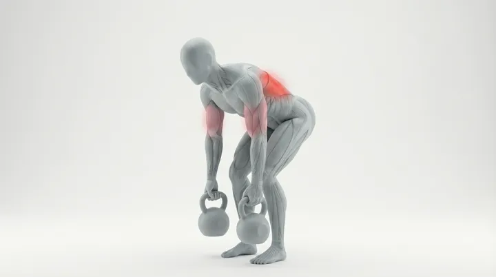 Kettlebell Row: the movement, targeting the Lats, using Kettlebell.