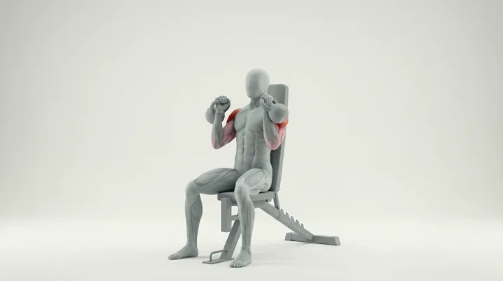 Kettlebell Seated Overhead Press: the movement, targeting the Front delts, using Kettlebell.