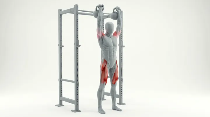 Kettlebell Thruster: the movement, targeting the Glutes, using Kettlebell.