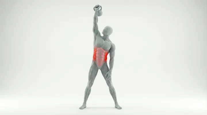 Kettlebell Windmill: the movement, targeting the Obliques, using Kettlebell.
