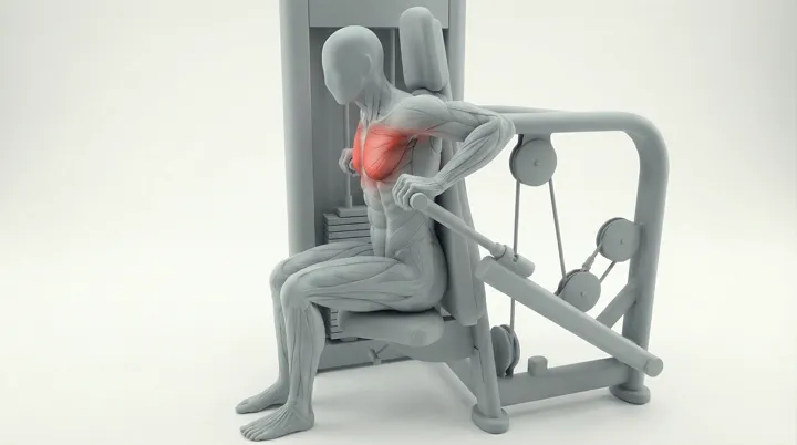 Machine Dips: the movement, targeting the Mid chest, using Machine.