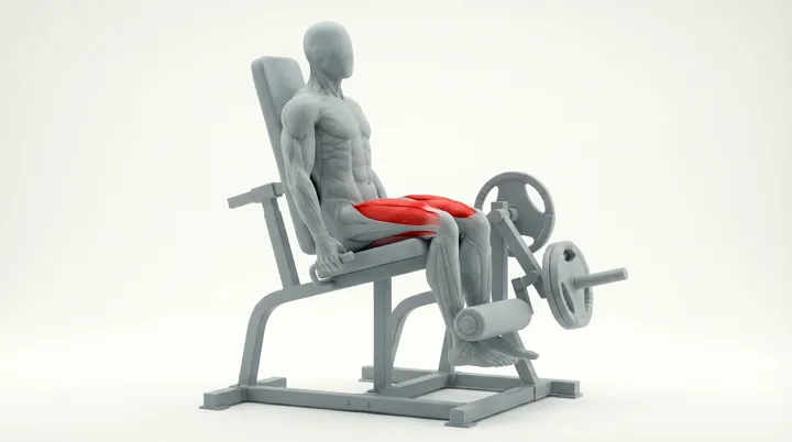 Machine Plate Loaded Leg Extension: the movement, targeting the Quads, using Machine.