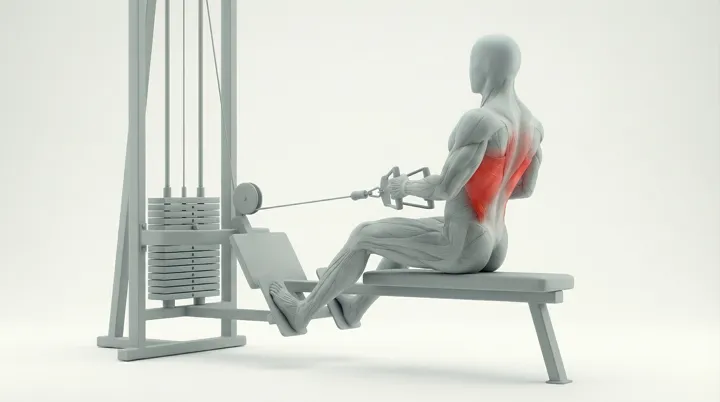 Machine Seated Cable Row: the movement, targeting the Lats, using Machine.