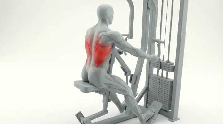 Machine Underhand Row: the movement, targeting the Biceps, using Machine.