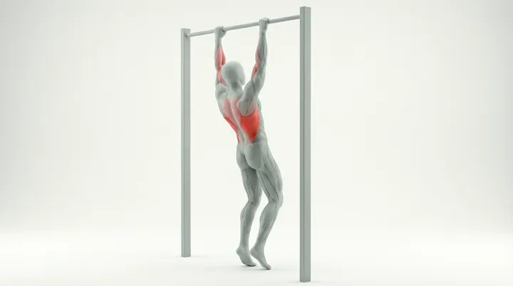 Pull Ups: the movement, targeting the Lats, using Bodyweight.