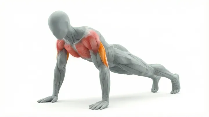 Push Up: the movement, targeting the Mid chest, using Bodyweight.