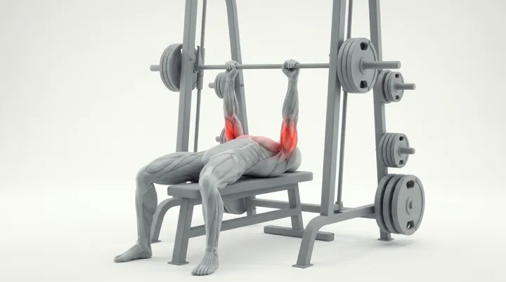 Smith Machine Close Grip Bench Press: the movement, targeting the Triceps, using Machine.