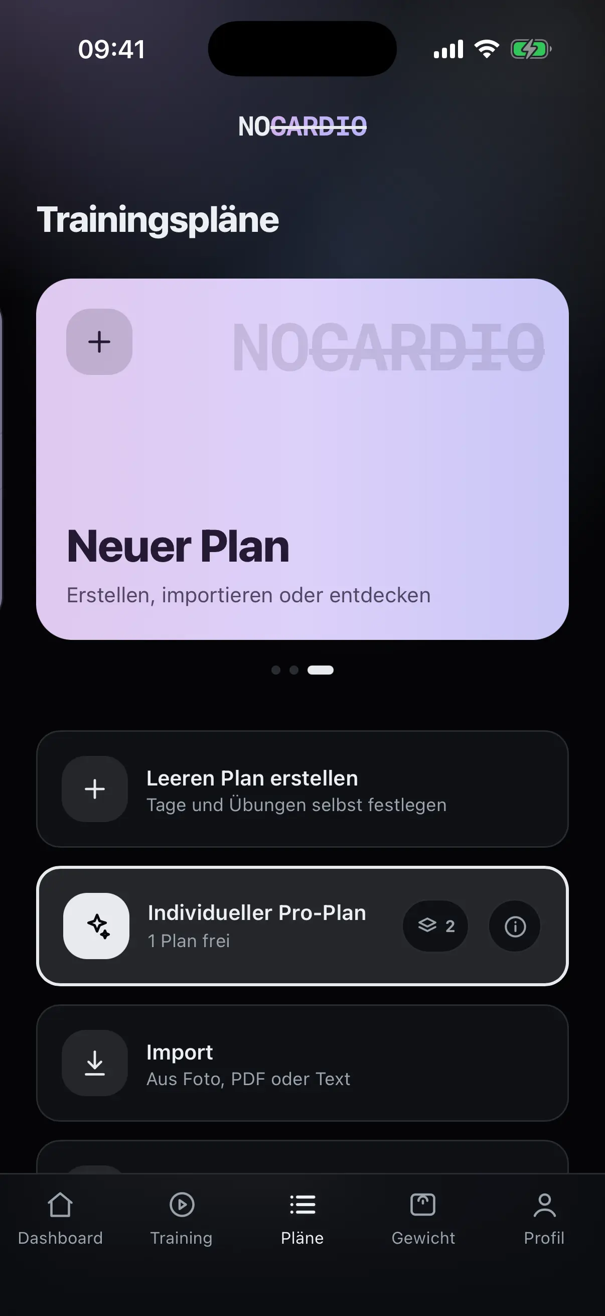 Neuer Plan mit den Wegen leeren Plan erstellen, Pro-Plan und Import