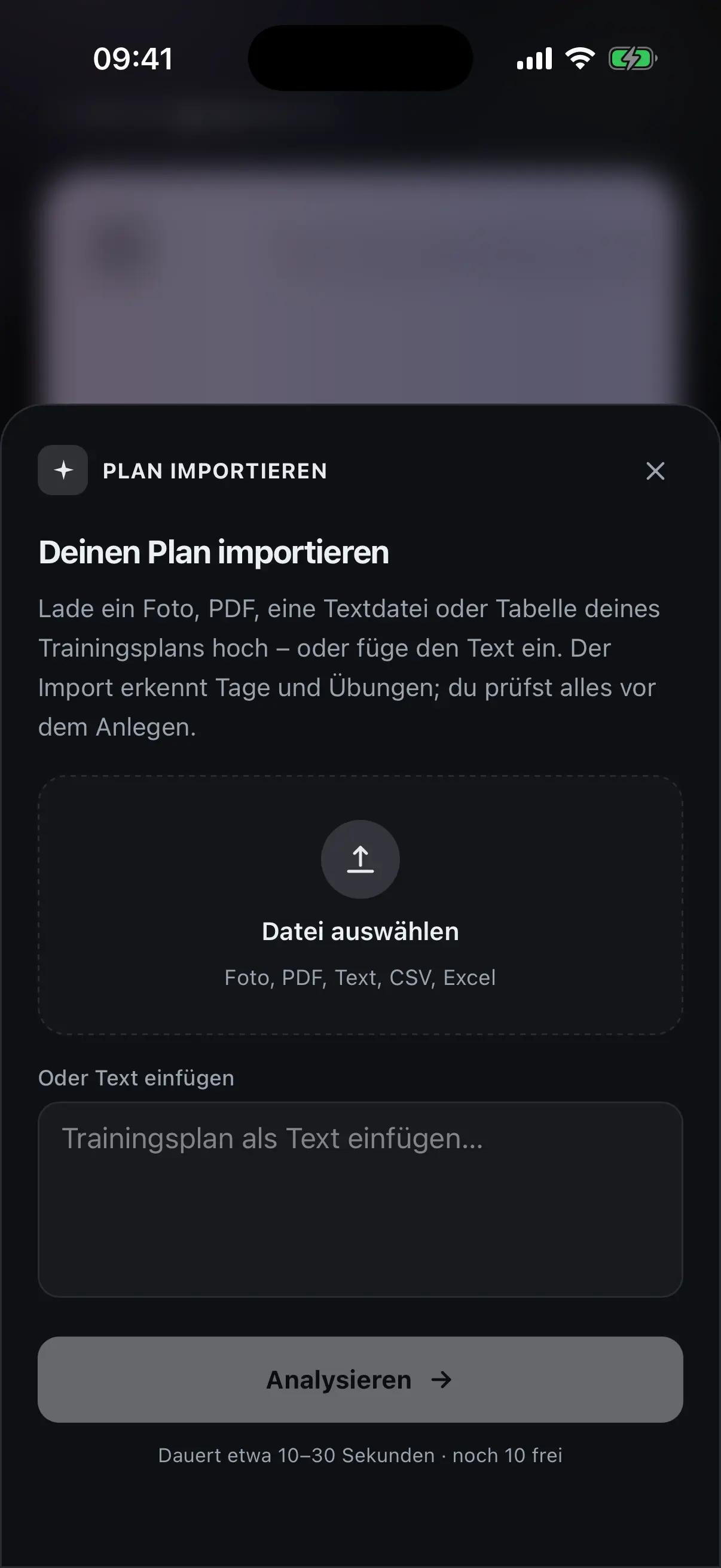 Plan-Import in nocardio aus Foto, PDF oder Text