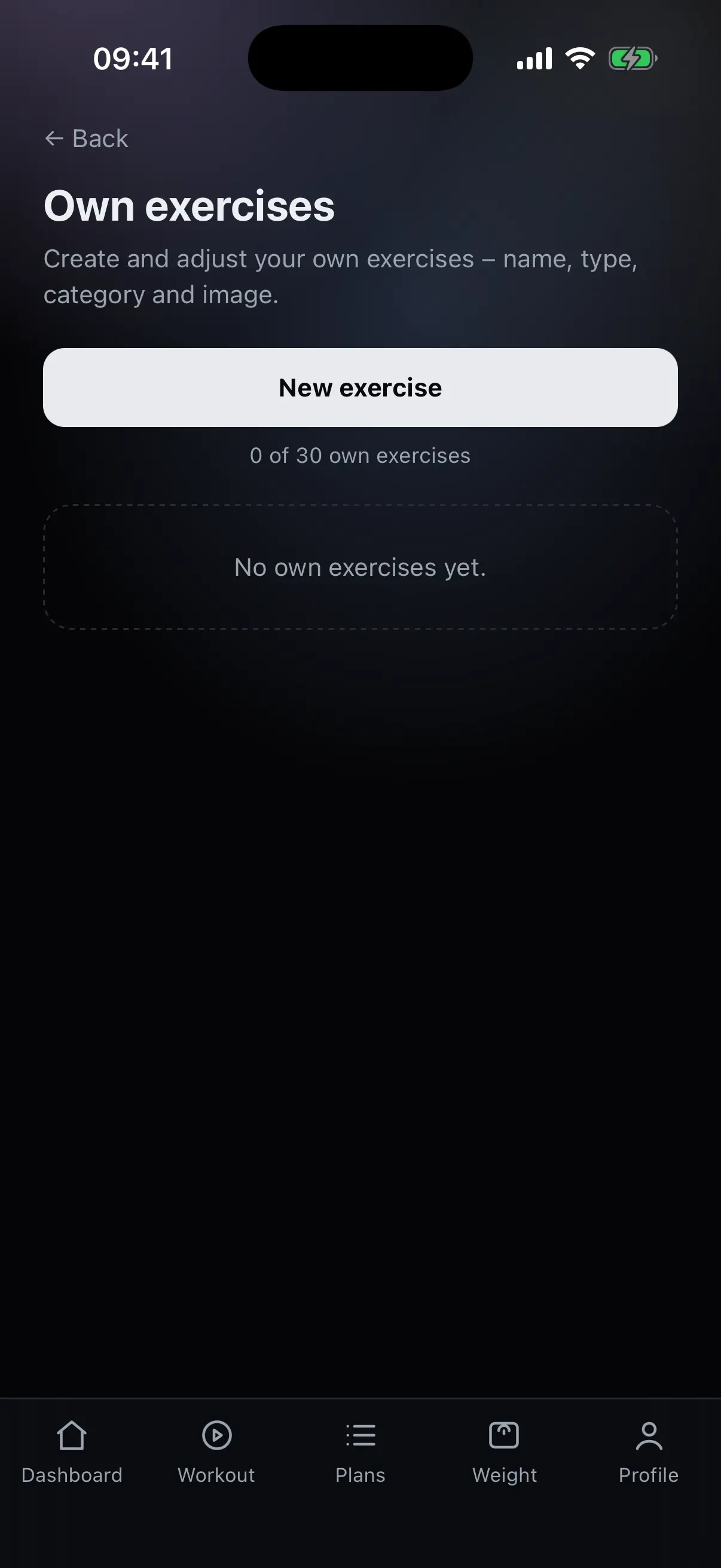 Creating your own exercises in the nocardio profile